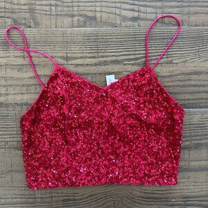 Alice + Olivia Hot Pink Sequined Crop Top
